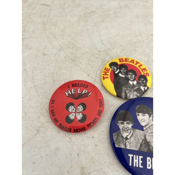 VTG The Beatles Pins Lot Of 7 Pins 1960’s I Needed Help Band Pins - Picture 2 of 12